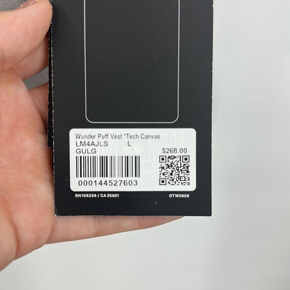 Lululemon Mens Wunder Puff Vest Tech Canvas NWT Sz L Mid Warmth in Gull Gray - Picture 9 of 13